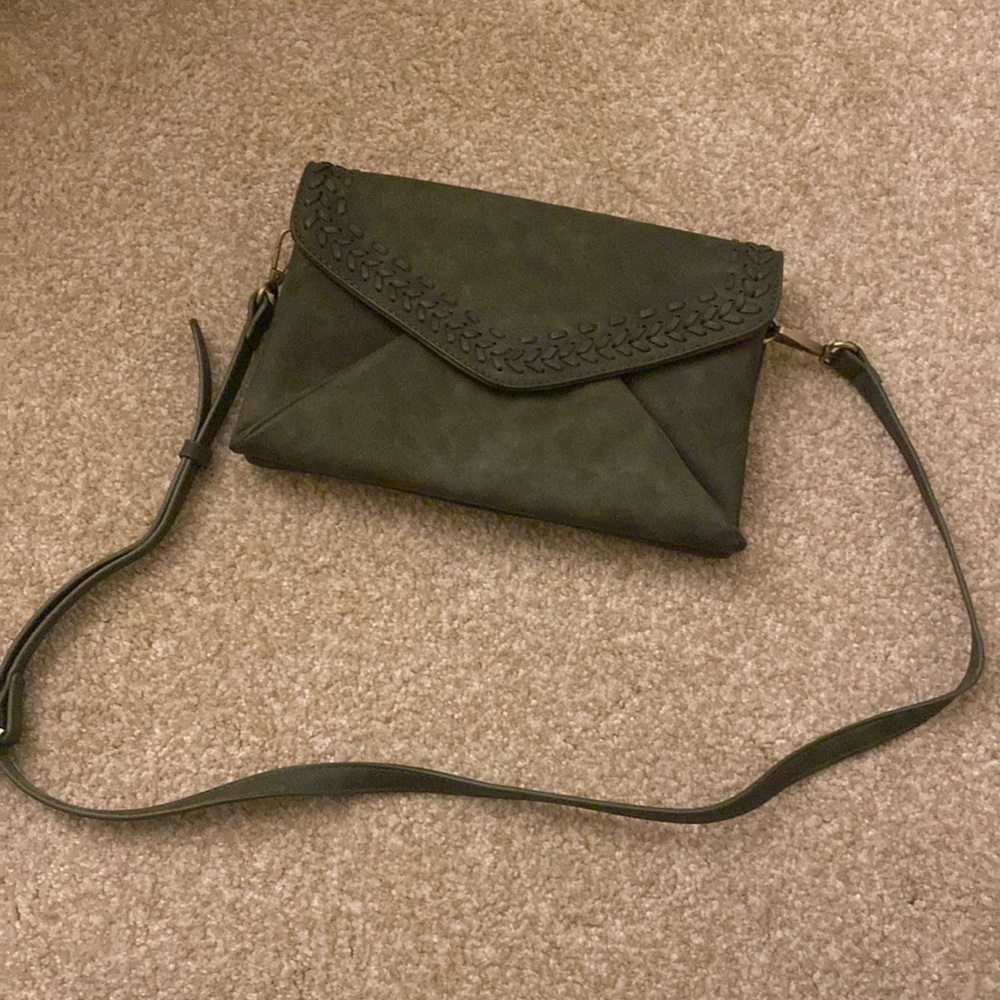 Hunter Green Suede Clutch • Crossbody